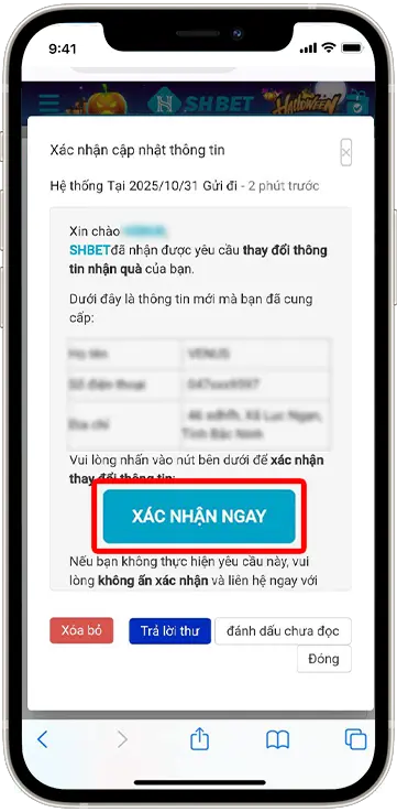 Bước 4: Kiểm tra lại thông tin » Ấn ''XÁC NHẬN NGAY''.
